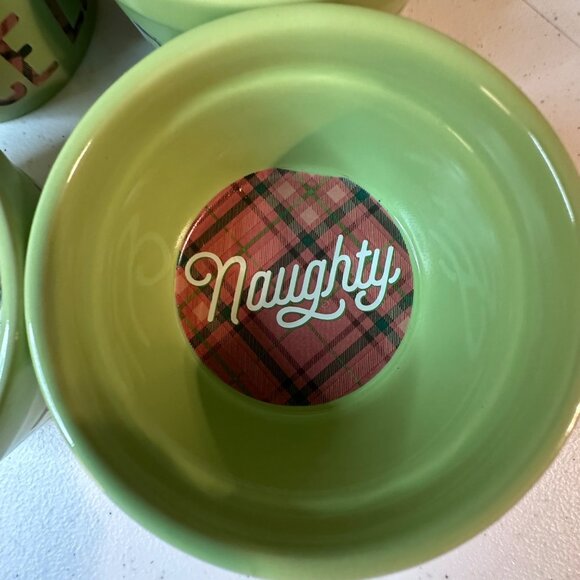 Christmas Holiday Themed Bowls Santa's Nice List and Naughty Plaid Design Winter - Picture 3 of 7
